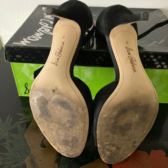 LIKE NEW! Black Porchia Sam Edelman Suede High Heel Shoes -  7M - Picture 10 of 13
